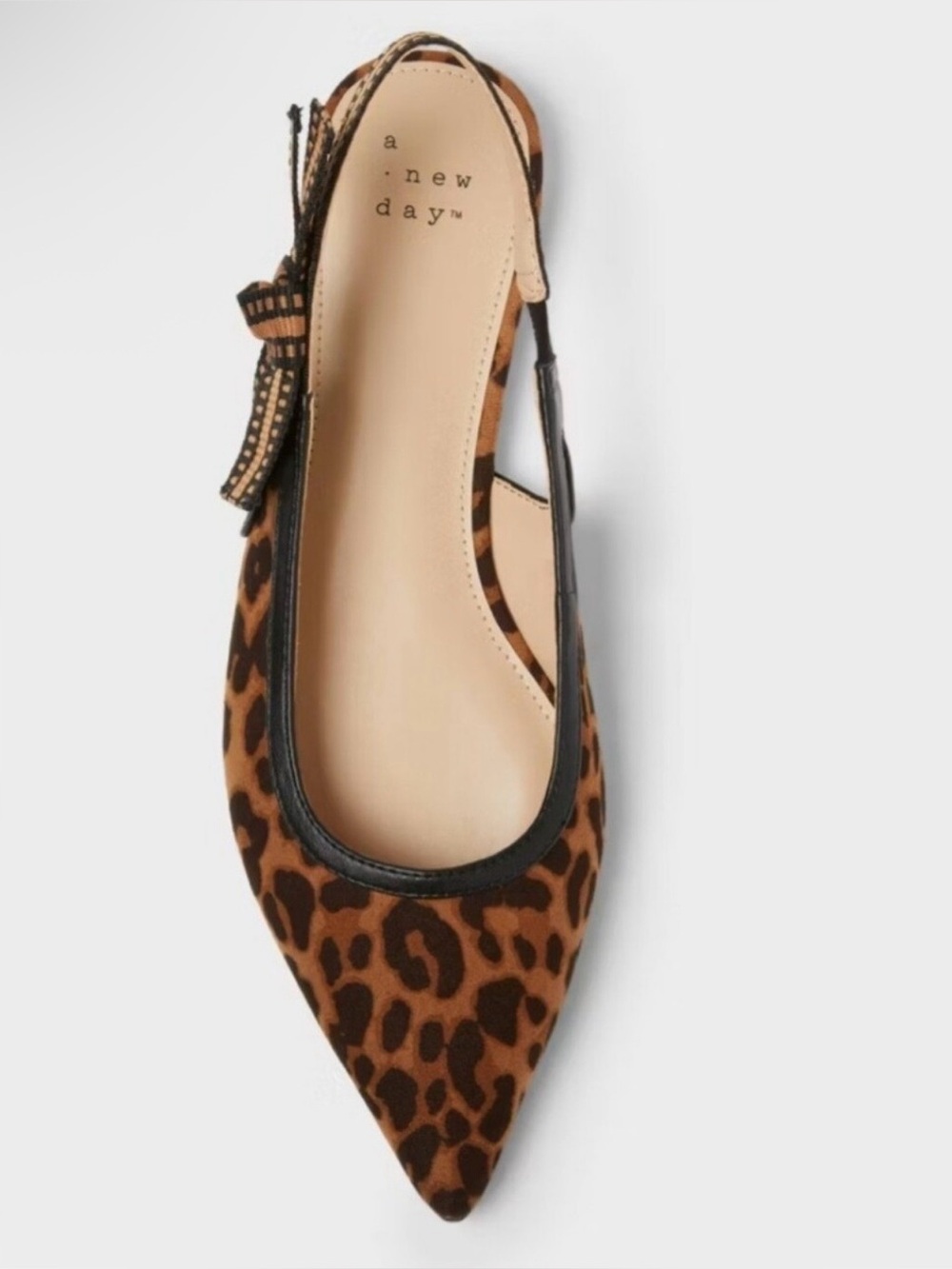 a new day Leopard Print Pointed Slingback Flats in Brown and Black size 8.5